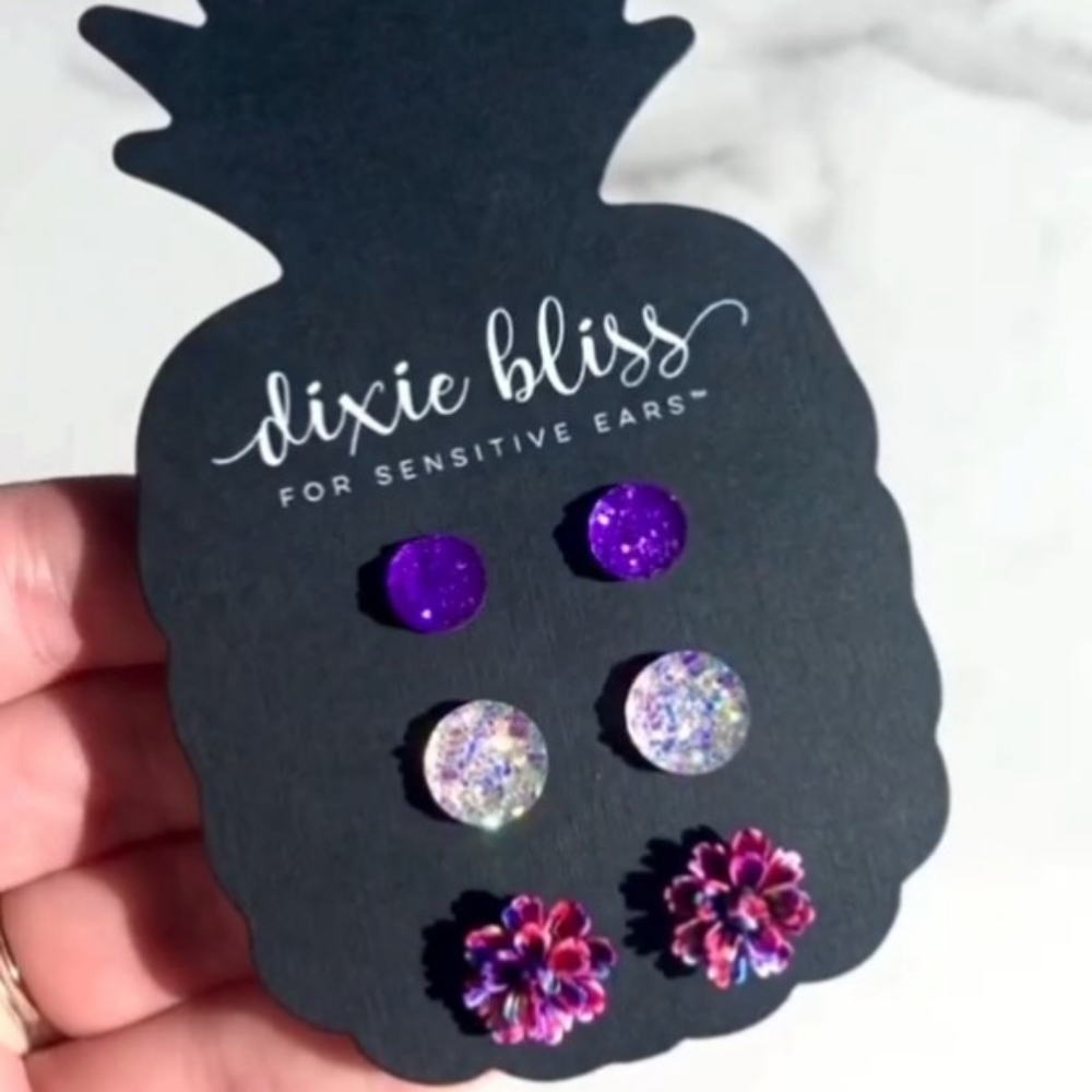 DB Purple Trio Earrings Set